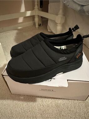 Suicoke Black Quilted Slip-On Loafers